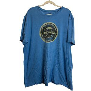 Life Is Good Crusher Tee XXL Blue Fishing Keep it Reel Graphic T-Shirt
